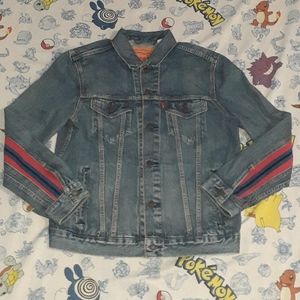 New Levis Striped Denim Blue Jean Jacket Ladies Stripe Stripes Strauss Jeans